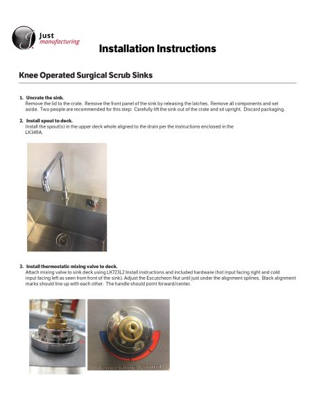 Knee Operated Surgical Scrub Sink Installation